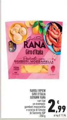 Conad RAVIOLI RIPIENI GIRO D'ITALIA GIOVANNI RANA offerta