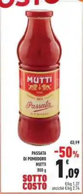 Conad PASSATA DI POMODORO MUTTI offerta