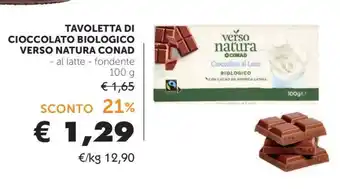 Conad Tavoletta di Cioccolato Biologico Verso Natura Conad offerta