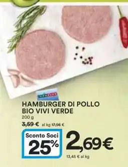 Coop HAMBURGER DI POLLO BIO VIVI VERDE offerta