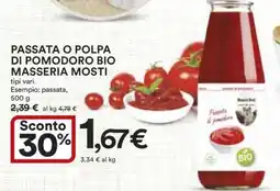 Coop PASSATA O POLPA DI POMODORO BIO MASSERIA MOSTI offerta