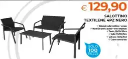 Todis Salottino textilene 4pz nero offerta