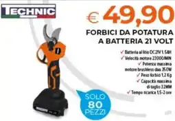 Todis Forbici da potatura a batteria 21 volt offerta