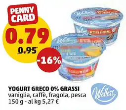 PENNY Welless yogurt greco 0% grassi offerta