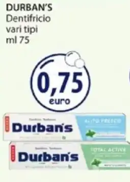 Acqua & Sapone DURBAN'S Dentifricio vari tipi offerta