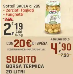 Supermercati Dok Sottoli sacla Carciofi Tagliati Funghetti offerta
