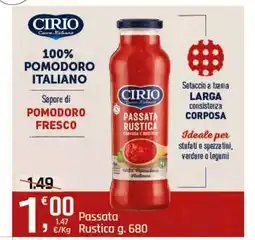 Supermercati Dok Cirio 100% pomodoro italiano passata rustica offerta
