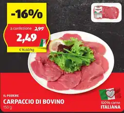 ALDI Il podere carpaccio di bovino offerta