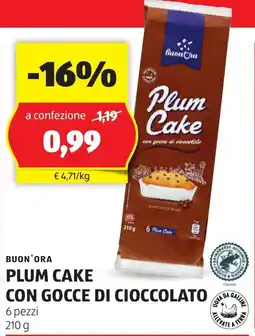 ALDI Buon'ora plum cake con gocce di cioccolato offerta