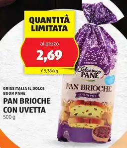 ALDI Grissitalia il dolce buon pane pan brioche con uvetta offerta