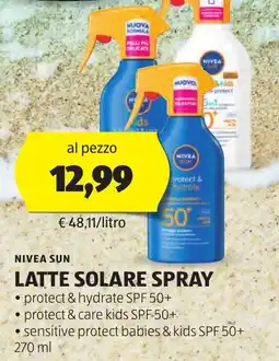 ALDI Nivea sun latte solare spray offerta