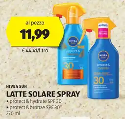 ALDI Nivea sun latte solare spray offerta