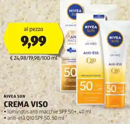 ALDI Nivea sun crema viso offerta