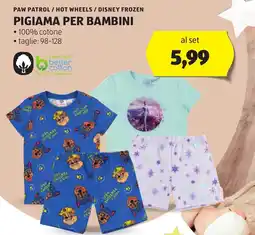 ALDI Paw patrol / hot wheels / disney frozen pigiama per bambini offerta