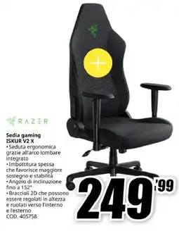MediaWorld RAZER Sedia gaming ISKUR V2 X offerta