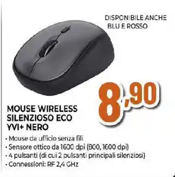 Ipercoop MOUSE WIRELESS SILENZIOSO ECO YVI+ NERO offerta