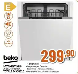 Ipercoop beko LAVASTOVIGLIE A SCOMPARSA TOTALE DIN34320 offerta