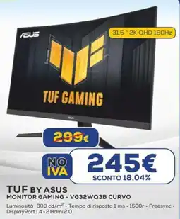 Euronics TUF BY ASUS MONITOR GAMING - VG32WQ3B CURVO offerta