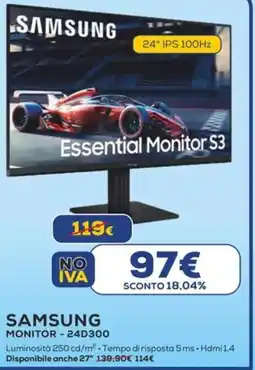 Euronics SAMSUNG MONITOR - 24D300 offerta