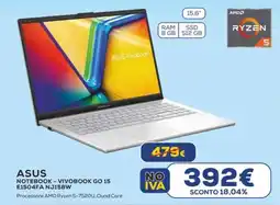 Euronics ASUS NOTEBOOK - VIVOBOOK GO 15 E1504FA NJ158W offerta