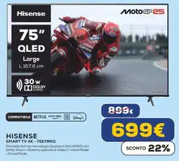 Euronics HISENSE SMART TV 4K - 75E79NQ offerta