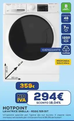 Euronics HOTPOINT LAVATRICE SNELLA - RSSG 725 DIT offerta