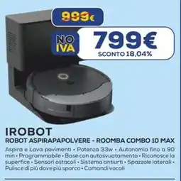 Euronics Irobot robot aspirapapolvere - roomba combo 10 max offerta