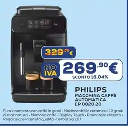 Euronics PHILIPS MACCHINA CAFFÈ AUTOMATICA EP 0820 20 offerta