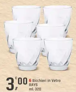 Supermercati Dok 6 bicchieri in vetro rays offerta