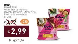 Prezzemolo e Vitale RANA Giro d'Italia Pasta Fresca Ripiena Ravioli Bresaola/Stracchino, Pesto alla Genovese offerta