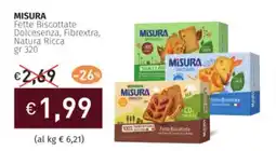 Prezzemolo e Vitale MISURA Fette Biscottate Dolcesenza, Fibrextra, Natura Ricca offerta