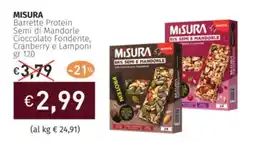 Prezzemolo e Vitale MISURA Barrette Protein Semi di Mandorle Cioccolato Fondente, Cranberry e Lamponi offerta