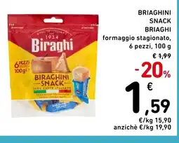 Spazio Conad Biraghini snack briaghi formaggio stagionato, 6 pezzi offerta