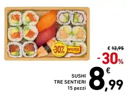 Spazio Conad Sushi tre sentieri 15 pezzi offerta
