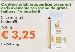 NaturaSì Crackers salati in superficie preparati esclusivamente con farina da grano italiano. 16 pacchetti sì essenziali naturasì offerta