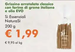 NaturaSì Grissino arrotolato classico con farina di grano italiano e olio evo sì essenziali naturasi offerta