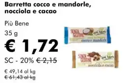 NaturaSì Barretta cocco e mandorle nocciola e cacao , Più Bene offerta