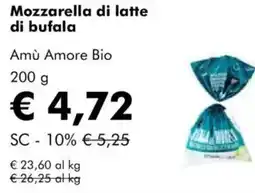NaturaSì Mozzarella di latte di bufala amù amore bio offerta
