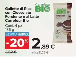 Carrefour Gallette di Riso con Cioccolato Fondente o al Latte Carrefour Bio offerta