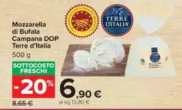 Carrefour Mozzarella di Bufala Campana DOP Terre d'Italia offerta