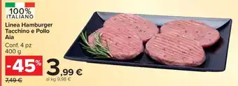 Carrefour Linea Hamburger Tacchino e Pollo Aia offerta