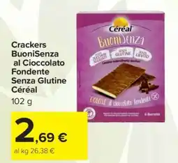 Carrefour Crackers BuoniSenza al Cioccolato Fondente Senza Glutine Céréal offerta