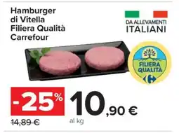 Carrefour Hamburger di Vitella Filiera Qualità Carrefour offerta