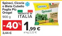 Carrefour Spinaci, Cicoria o Bieta Cubello Foglia Più Orogel offerta