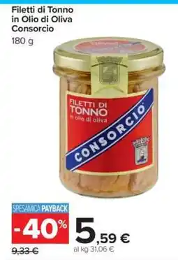 Carrefour Filetti di Tonno in Olio di Oliva Consorcio offerta