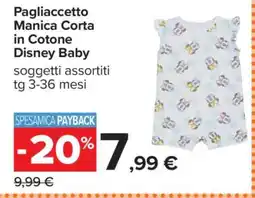 Carrefour Pagliaccetto Manica Corta in Cotone Disney Baby offerta