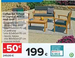 Carrefour Coffee Set 4 Pezzi in Legno di Acacia mod Java offerta