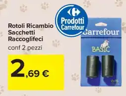 Carrefour Rotoli Ricambio Sacchetti Raccoglifeci offerta