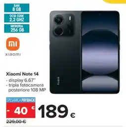 Carrefour Xiaomi Note 14 offerta