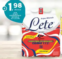 Extra Supermercati Lete acqua effervescente naturale offerta